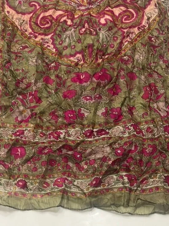Floral Pink and Green Scarf - Picture 4 of 4